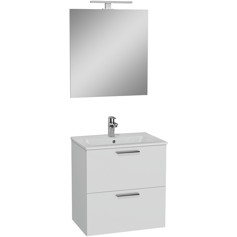 Комплект мебели для ванной Vitra Mia 60 75021 подвесной Белый глянцевый зеркало gorenje slim 80 792930 со светильником хром