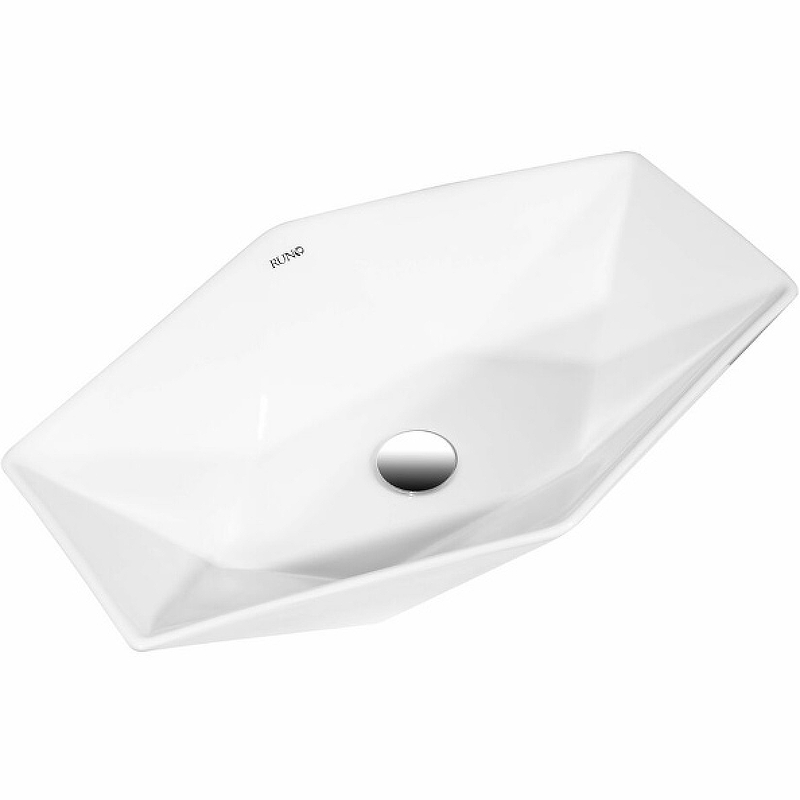 Раковина-чаша Runo Poligono 64 00-00001446 Белая раковина в ванную накладная poligono многоугольная