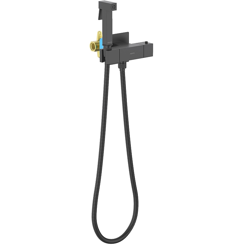 Гигиенический душ со смесителем Aquatek Либра AQ1028MB с термостатом Черный матовый гигиенический душ со смесителем gappo g7207 60 с термостатом черный матовый