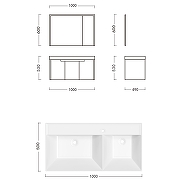 Комплект мебели для ванной Ceruttispa Maiella 100 10040 подвесной Темно-серый-5