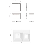 Комплект мебели для ванной Ceruttispa Maiella 70 10037 подвесной Темно-серый-6