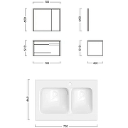 Комплект мебели для ванной Ceruttispa Oglio 70 10029 подвесной Темно-серый-5