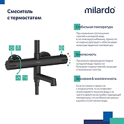 Душевая система Milardo Ideal Spa ILSBLTHM06 с термостатом Черная матовая-8