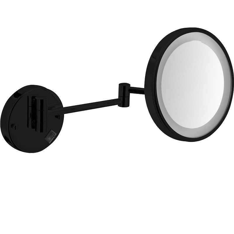 Косметическое зеркало Nofer 08006.N с подсветкой с увеличением Черное зеркало косметическое с 3 х кратным увеличением телескопический кронштейн zeller серебро