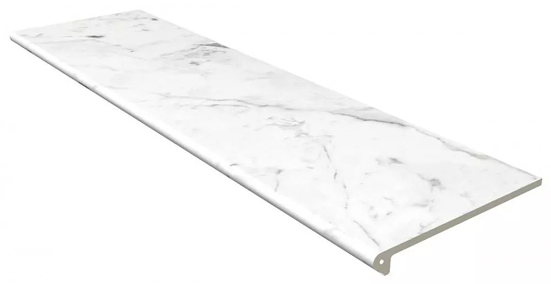 Ступень фронтальная Gres de Aragon Marble Peldano Redondeado Carrara Blanco Liso 970180 33х119,7 см
