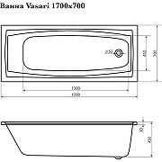 Акриловая ванна Corpa Nera Vasari 170x70 CN05013WH без гидромассажа-8