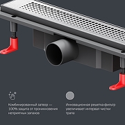 Душевой лоток AM.PM PrimeFlow 40 W02SC-P11-040-01SB с решеткой Хром матовый Cut Gradient-12