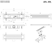 Душевой лоток AM.PM PrimeFlow 40 W02SC-P11-040-01SB с решеткой Хром матовый Cut Gradient-15