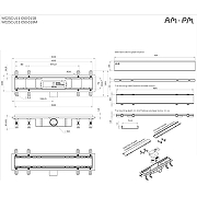 Душевой лоток AM.PM PrimeFlow 50 W02SC-U11-050-04SB с решеткой Хром матовый / под плитку Tile-27