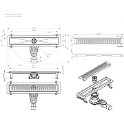 Душевой лоток AM.PM MasterFlow 50 W01SC-P11-050-01SB с решеткой Хром матовый Cut Gradient-16