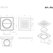 Душевой трап AM.PM PrimeFlow 10 W02BD-P11-010-01BM с Черной матовой решеткой Cut Gradient-15