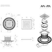 Душевой трап AM.PM MasterFlow 10 W01BD-P11-010-01SB с решеткой Хром матовый Cut Gradient-16