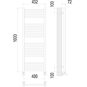 Водяной полотенцесушитель Terminus Аврора П20 400x1000 4670078529374 Хром, нижнее подключение, G 1/2