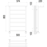 Водяной полотенцесушитель Terminus Контур П7 500х800 4670078529718 с полкой Хром, нижнее подключение, G 1/2