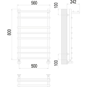 Водяной полотенцесушитель Terminus Ватра П8 500x800 4670078529503 с полкой Хром, нижнее подключение, G 1/2