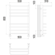 Водяной полотенцесушитель Terminus Арктур П8 500х800 4670078529466 с полкой Хром, нижнее подключение, G 1/2