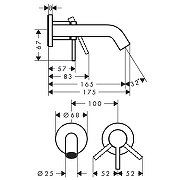 Смеситель для раковины Hansgrohe Tecturis S 73350140 Шлифованная бронза-2