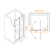 Душевая дверь RGW Hotel HO-014-B 100 350601410-14 профиль Черный стекло прозрачное-2