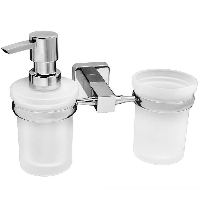 Дозатор для жидкого мыла WasserKRAFT Lippe K-6589 со стаканом для зубных щеток Хром стакан для зубных щеток wasserkraft lippe k 6528d двойной хром