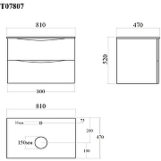 Тумба под раковину Bond Cube 80 T07807 подвесная Серая матовая-16