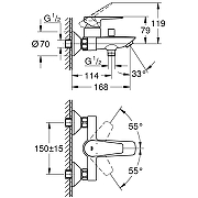 Смеситель для ванны Grohe BauEdge 23604001 Хром-6