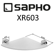 Стеклянная полка Sapho X-round XR603 угловая Хром-1