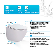 Комплект унитаза WellWant Aura WWU01122W с инсталляцией Tece Now 9400414 с сиденьем Микролифт и Черной матовой клавишей смыва-2