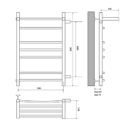 Водяной полотенцесушитель Melodia della vita Shelf 50х80х1 П6 R MTRSH5080 с полкой Полированная сталь-1