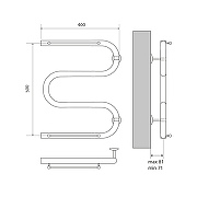 Водяной полотенцесушитель Melodia della vita Simple Shelf М-образный 50х40х1 MTRSS5040 с полкой Полированная сталь-1