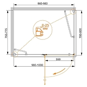 Душевой уголок Cezares Bergamo 100x80 L BERGAMO-W-AH-1-100/80-C-Cr-L профиль Хром стекло прозрачное-2