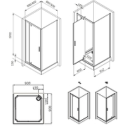 Душевой уголок AM.PM Gem 90х90 W90G-404-9090-BT профиль Черный матовый стекло прозрачное-7