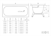 Стальная ванна ВИЗ Antika 170x70 A-70001 без антискользящего покрытия-1