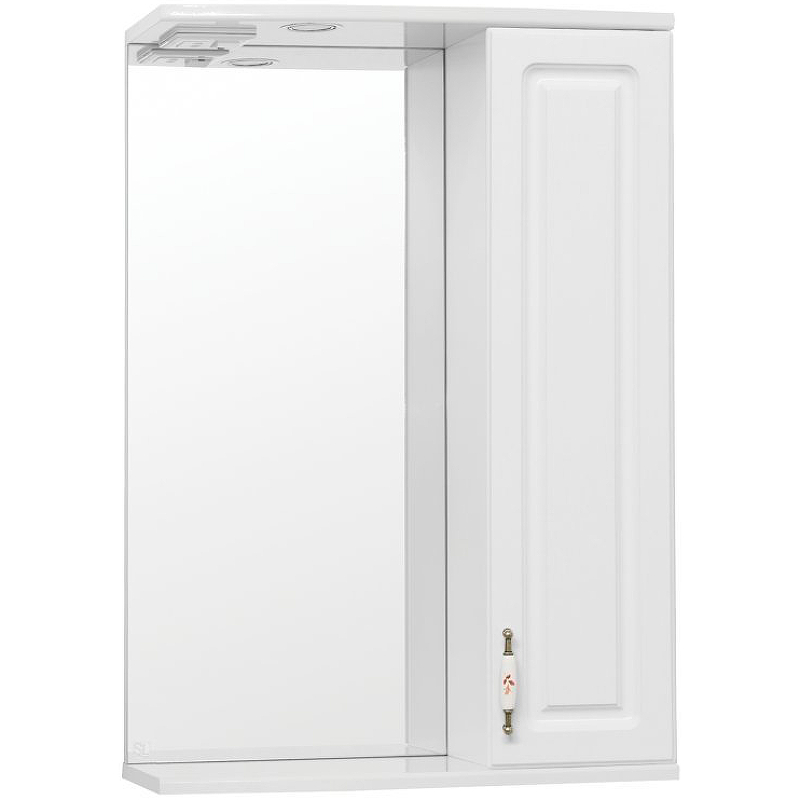 цена Зеркало со шкафом Style Line Олеандр 2 Люкс 55 ЛС-00000049 с подсветкой Белое