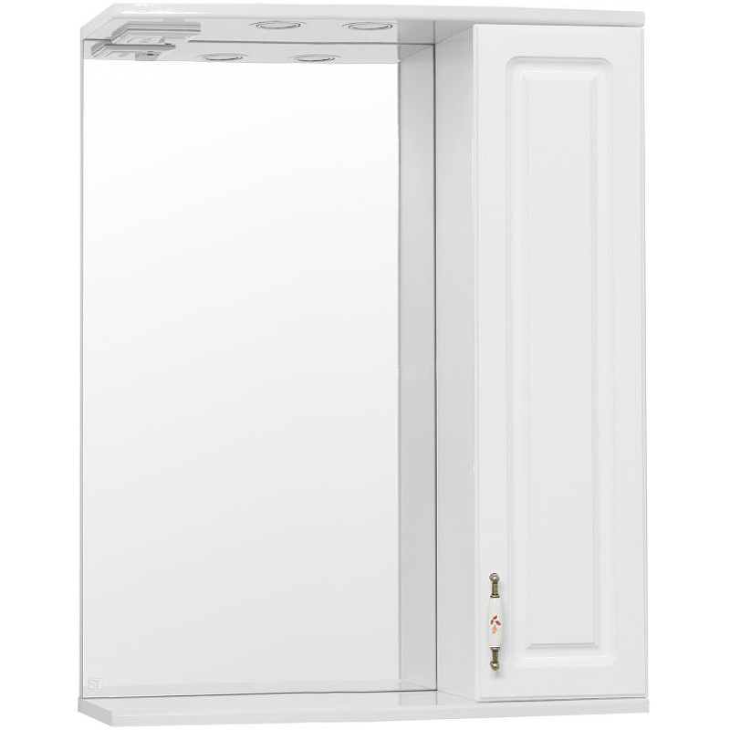 цена Зеркало со шкафом Style Line Олеандр 2 Люкс 65 ЛС-00000050 с подсветкой Белое