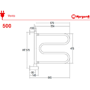 Электрический полотенцесушитель Margaroli Vento 500 BOX 500GOB Золото-1