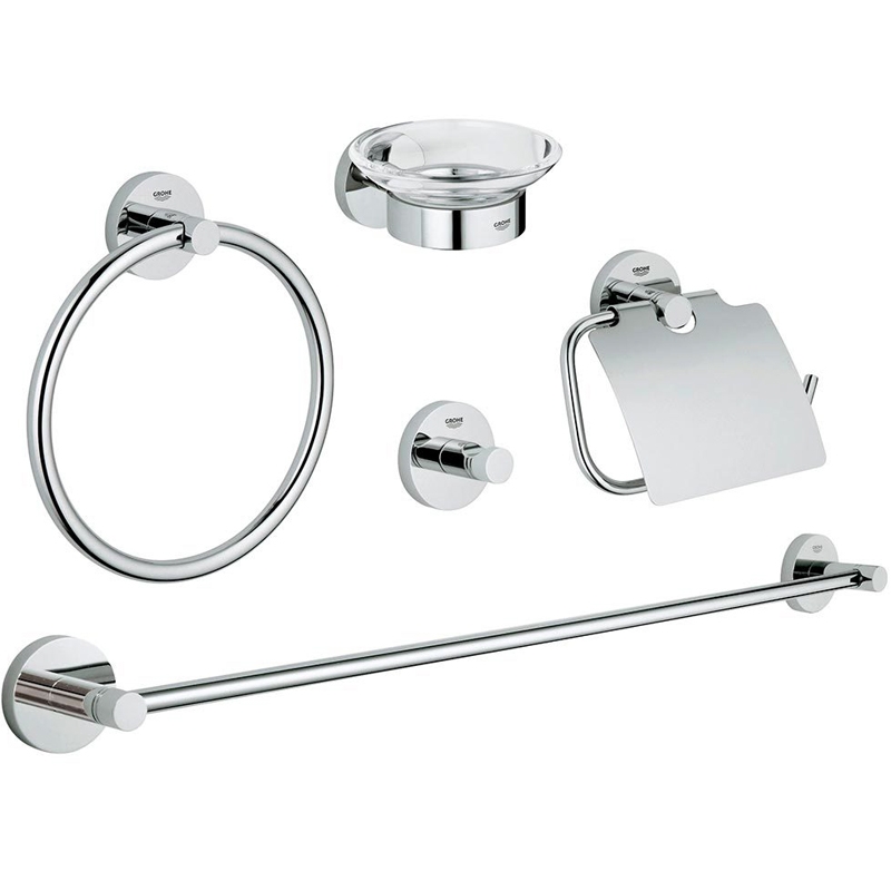 Набор аксессуаров для ванной Grohe Essentials 40344001 Хром полотенцедержатель кольцо grohe essentials d180 мм на шуруп сталь хром 40365001