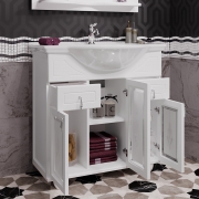 Комплект мебели для ванной Opadiris Тибет 80 со стеклом Белый матовый со светильником Рустика Хром-2