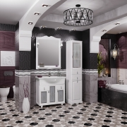 Комплект мебели для ванной Opadiris Тибет 80 со стеклом Белый матовый со светильником Рустика Хром-3