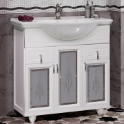 Комплект мебели для ванной Opadiris Тибет 80 со стеклом Белый матовый со светильником Рустика Хром-1