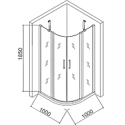 Душевой уголок Good Door Pandora R-100-T-CH 100x100 профиль Хром стекло с узором Тростник-3