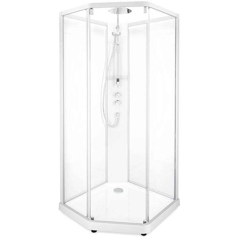Душевая кабина Ido Showerama 10-5 100x100 пятиугольная профиль Белый стекло прозрачное - фото 1