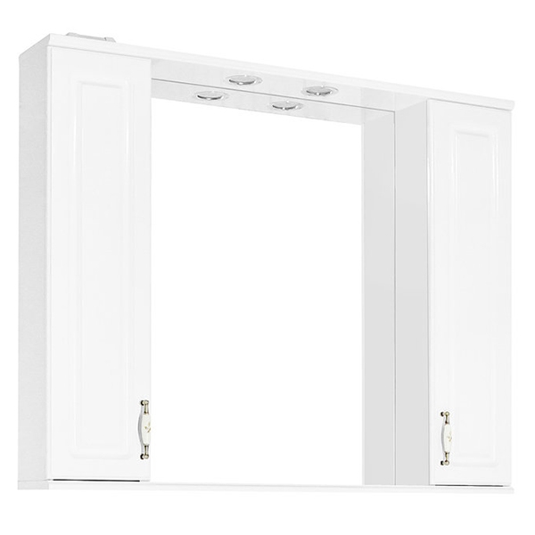 цена Зеркало со шкафом Style Line Олеандр 2 100 С с подсветкой Белый глянец