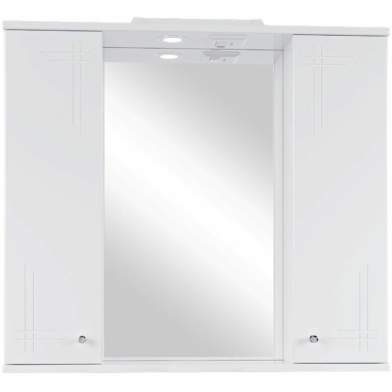 Зеркало со шкафом Sanstar Июнь 80 7.1-2.4.1. с подсветкой Белое