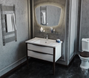 Комплект мебели для ванной Opadiris Риголетто 90 Белый глянцевый Светлый орех-6