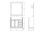 Комплект мебели для ванной ValenHouse Эллина 80 EК80_ББ Белый ручки Бронза-15